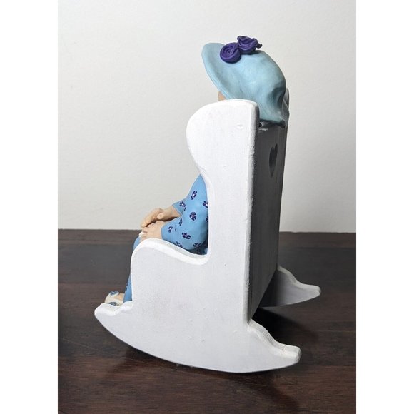 VTG Polymer Clay Handmade Old Woman Sitting on a Rocking Chair - 8" Hat Flowers - Picture 11 of 15